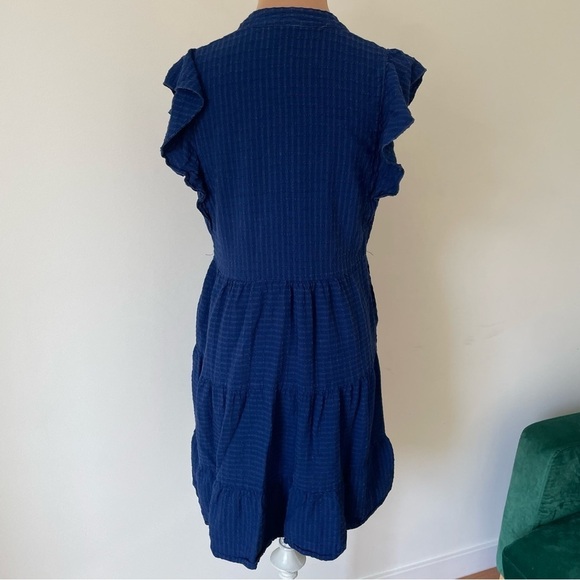 Anthropologie Blue Texture Linen Blend Flutter Sleeve Amadi Adler Tunic Dress XS - Picture 8 of 12